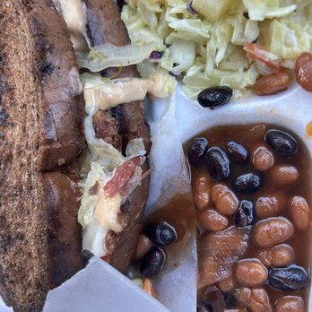 Zach's Smoke Shack - Ruben sandwich, BBQ beans and cold slaw. Absolutely delicious! - Barbeque Near Me - Post Falls, Idaho