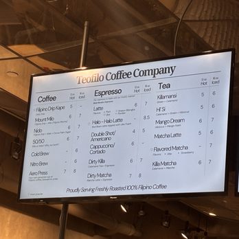 Teofilo Coffee Company - drink menu - Coffee & Tea Near Me - Carson, California