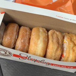 Shipley Do-Nuts - 1/2 dozen: cinnamon sugar, glazed, cake glazed, white frosting with sprinkles