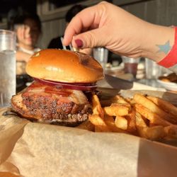 Ivar's River Pub - The Veteran burger with burger and pork belly. Delish!!!