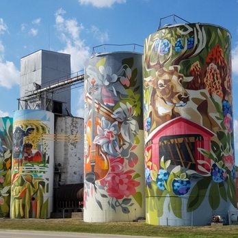 Putnam County Mural Project - four silos painted in 2019 Putnam County Mural Project by Andrei Krautsou (Key Detail) - Public Art Near Me - Greencastle, Indiana Putnam County Mural Project - four silos painted in 2019 Putnam County Mural Project by Andrei Krautsou (Key Detail) - Public Art Near Me - Greencastle, Indiana