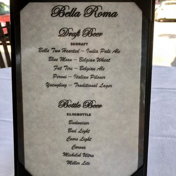 Bella Roma - a menu on a table - Italian Near Me - Clarksville, Indiana