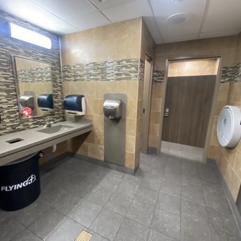 Flying J - a public restroom with two sinks and a trash can - Gas Stations Near Me - Salt Lake City, Utah Flying J - a public restroom with two sinks and a trash can - Gas Stations Near Me - Salt Lake City, Utah