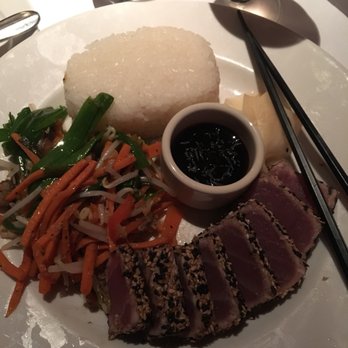 BrickTop's Restaurant - Ahi tuna steak with veggies- added the sushi rice! Melts in your mouth! - Breakfast & Brunch Near Me - Charlotte, North Carolina