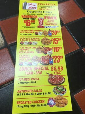 Menu photo 3 Pisa Pizza Fontana, CA Menu photo 3 Pisa Pizza Fontana, CA