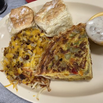 The Blue Berry Cafe - Quiche Special with loaded hash-browns, biscuits and a side of gravy. - Waffles Near Me - Bellbrook, Ohio The Blue Berry Cafe - Quiche Special with loaded hash-browns, biscuits and a side of gravy. - Waffles Near Me - Bellbrook, Ohio