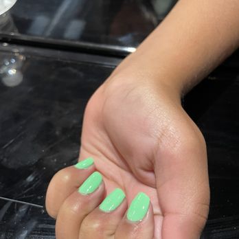 Polished Nail Lounge - My bonus daughter's nails. We tried to get a forest green but it was coming out like a teal-ish color. So we ended up on this color. - Nail Salons Near Me - Houston, Texas Polished Nail Lounge - My bonus daughter's nails. We tried to get a forest green but it was coming out like a teal-ish color. So we ended up on this color. - Nail Salons Near Me - Houston, Texas