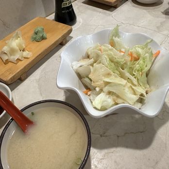 Sushi Huku - Soup and salad that came with the chirashi - Japanese Near Me - San Marcos, California Sushi Huku - Soup and salad that came with the chirashi - Japanese Near Me - San Marcos, California