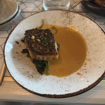 Salt + Ash - Triple Tail fish with curry sauce - New American Near Me - Duck Key, Florida Salt + Ash - Triple Tail fish with curry sauce - New American Near Me - Duck Key, Florida