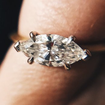 Icing On The Ring - 6-prong platinum crown with a horizontally oriented marquise cut diamond. - Jewelry Near Me - Los Angeles, California Icing On The Ring - 6-prong platinum crown with a horizontally oriented marquise cut diamond. - Jewelry Near Me - Los Angeles, California