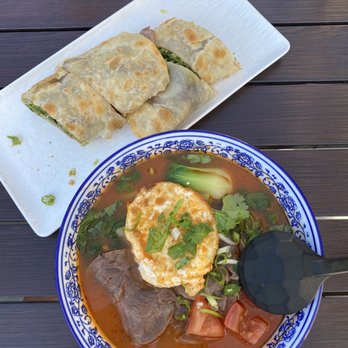 Northern Cafe - C1. Beef Roll F5. Tomato Beef Noodle Soup with Pan Fried Egg - Chinese Near Me - Irvine, California Northern Cafe - C1. Beef Roll F5. Tomato Beef Noodle Soup with Pan Fried Egg - Chinese Near Me - Irvine, California