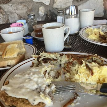 The Town Cafe - Chicken fried steak breakfast. Comes with eggs, choice of potatoes and toast. - Breakfast & Brunch Near Me - Sun Valley, California The Town Cafe - Chicken fried steak breakfast. Comes with eggs, choice of potatoes and toast. - Breakfast & Brunch Near Me - Sun Valley, California