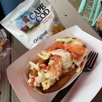 Travelin Lobster - Hot lobster roll, soggy bun and all. - Seafood Near Me - Bar Harbor, Maine