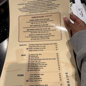 SOT BBQ - Front side of Menu - Korean Near Me - San Diego, California