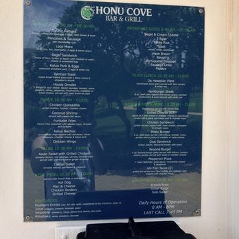 Honu Cove Bar & Grill - Menu 7.12.26 - Bars Near Me - Koloa, Hawaii Honu Cove Bar & Grill - Menu 7.12.26 - Bars Near Me - Koloa, Hawaii