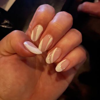 Golden Nails - Custom design - SNS powder base Gel finish - Nail Salons Near Me - Fairfield, Connecticut