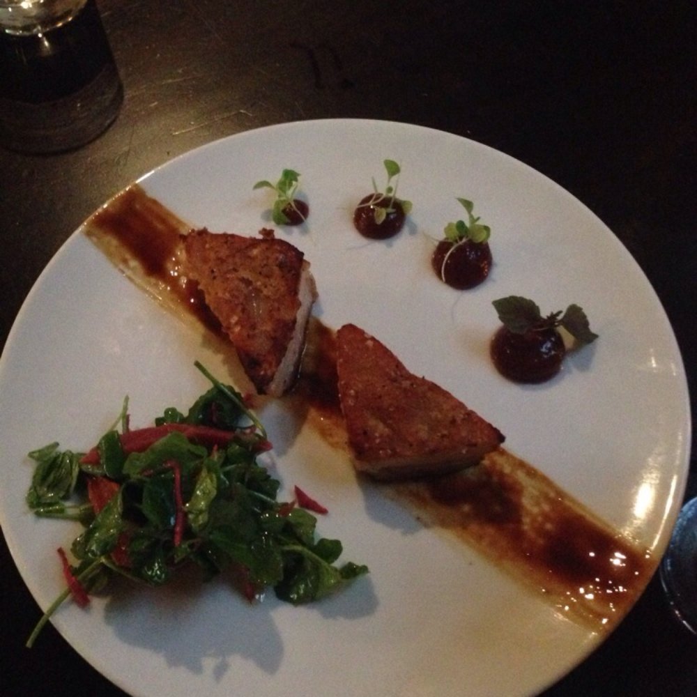 Pork belly starter. Perhaps the best pork belly I've had. Soft meat, crispy skin. Pork belly starter. Perhaps the best pork belly I've had. Soft meat, crispy skin.
