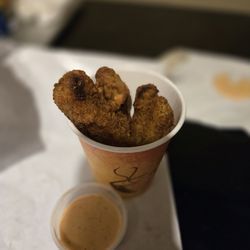 Meatheadz Cheesesteaks - Best Fried Pickle spears. I could drink the sauce that comes with it
