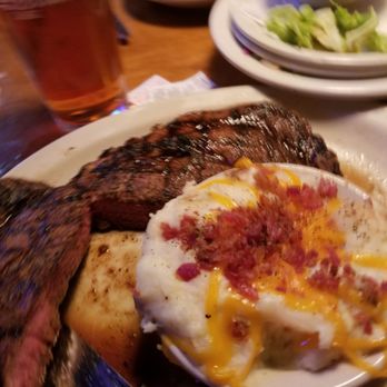 Texas Roadhouse - Steak showing it was cooked meduim - Steakhouses Near Me - Augusta, Georgia