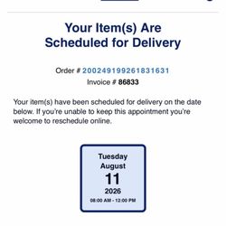 Lowe's Home Improvement - First committed delivery date. I also receive a call the night before confirming.