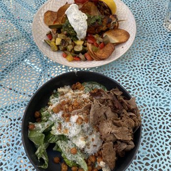 Stockhome - Salmon kebab and little gem salad with lamb - Mediterranean Near Me - Petaluma, California