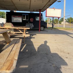 Andy's Tacos - Food truck and waiting for inside to be remodeled  in the building beside it