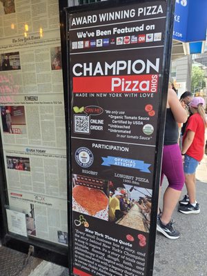 Menu photo 1 Champion Pizza New York, NY