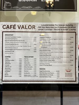 Menu photo 2 Café Valor San Francisco, CA