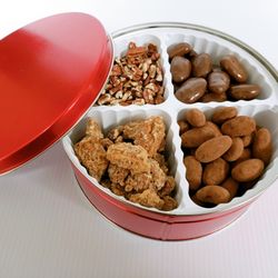 Missouri Northern Pecan Growers - Gift Tin: Perfect for any occasion. Customizable with a variety of flavored pecans and chocolate covered goodies.