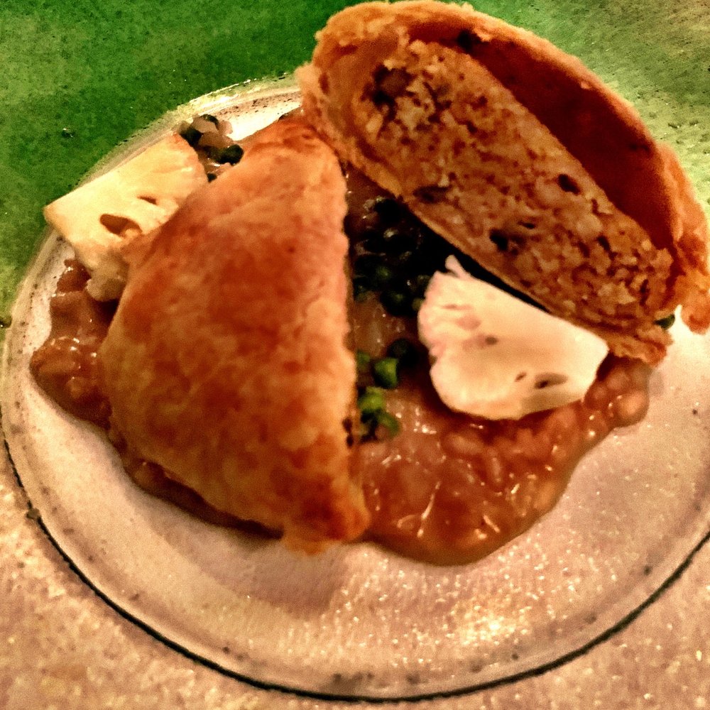 Restaurant Eik - Cauliflower and risotto with a nut Wellington. - Scandinavian Near Me - Oslo, 03 Restaurant Eik - Cauliflower and risotto with a nut Wellington. - Scandinavian Near Me - Oslo, 03