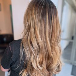 Amazing transformation from a dark brown color to blonde 1st session!! By Judith