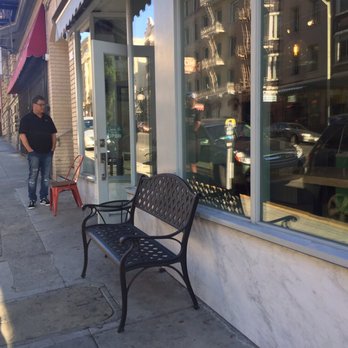 Beanstalk Cafe - Simple bench and chairs for outdoor seating.  But still, it's a nice spot. - Coffee & Tea Near Me - San Francisco, California
