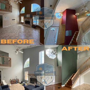 Hritsev Remodel - Walls painting with two accent walls, ceiling texturing with removing old, baseboards installation, doors replacement - Handyman Near Me Hritsev Remodel - Walls painting with two accent walls, ceiling texturing with removing old, baseboards installation, doors replacement - Handyman Near Me