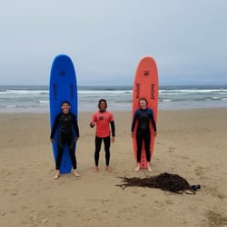 Avila Beach Surf School - Our boys with their instructor Carter after a very successful lesson!