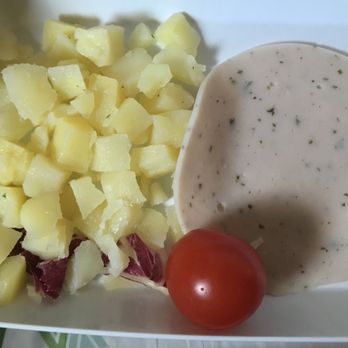 Alitalia - Slice of deli meat and cold potatoes? Side dish on turkey platter. - Airlines Near Me - Fiumicino, RM Alitalia - Slice of deli meat and cold potatoes? Side dish on turkey platter. - Airlines Near Me - Fiumicino, RM
