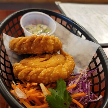 Thai Cottage Bistro - Curry Puff (2) with diced potatoes, carrots, and peas with Cucumber-red onion relish sauce - yum. November 2024. - Thai Near Me - Rockville, Maryland