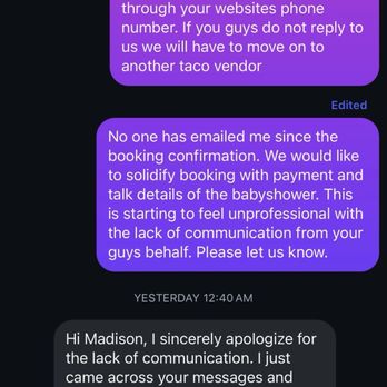 Tacos 916 - More messages of me reaching out. - Caterers Near Me Tacos 916 - More messages of me reaching out. - Caterers Near Me