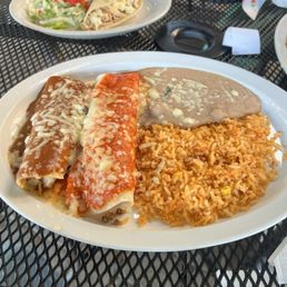 Enchiladas rice and Refried Beans Enchiladas rice and Refried Beans