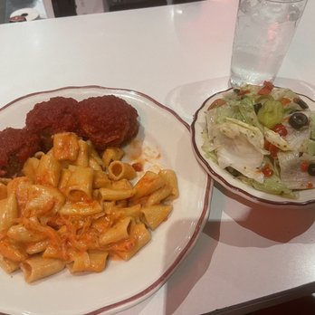 Parm - Rigatoni carbine w/meatballs and Sunday side salad - Italian Near Me - New York, New York Parm - Rigatoni carbine w/meatballs and Sunday side salad - Italian Near Me - New York, New York