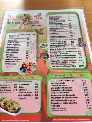 Menu photo 8 Buena Vibra Cabo Rojo, PR