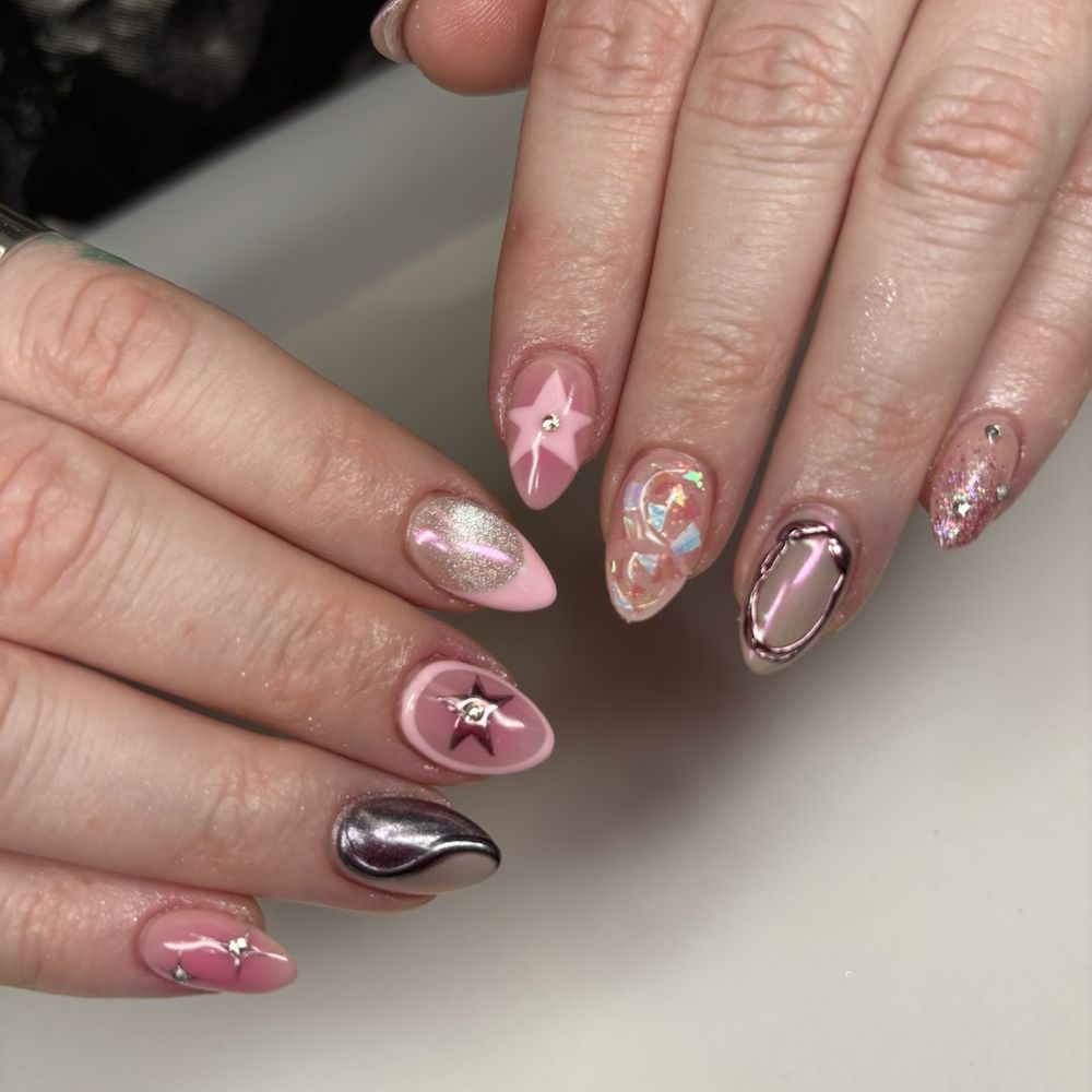 Star Nails - Mixed texture and chrome mani by Cindy - Nail Salons Near Me - Fountain Valley, California Star Nails - Mixed texture and chrome mani by Cindy - Nail Salons Near Me - Fountain Valley, California
