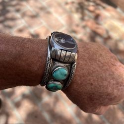 Perry Null Trading Co & Cash Pawn - Navajo silversmith watch band with turquoise.