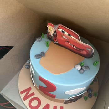 Las Vegas Custom Cakes - When we picked up the cake Lightning McQueen Coconut cake filled with Bavarian cream and mixed berries - Custom Cakes Near Me - Las Vegas, Nevada Las Vegas Custom Cakes - When we picked up the cake Lightning McQueen Coconut cake filled with Bavarian cream and mixed berries - Custom Cakes Near Me - Las Vegas, Nevada
