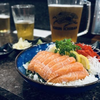 Omokase Sushi - Sake Don with a pitcher of beer. - Japanese Near Me - Fontana, California Omokase Sushi - Sake Don with a pitcher of beer. - Japanese Near Me - Fontana, California