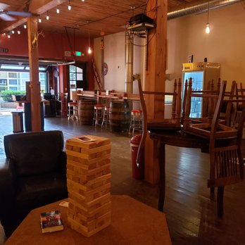 Dog Days Brewing - Interior, several tables put away for covid. - Breweries Near Me - Bremerton, Washington