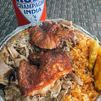 La Isla - Medium Plate - Pernil Arroz Con Gandules - Puerto Rican Near Me - Hamden, Connecticut