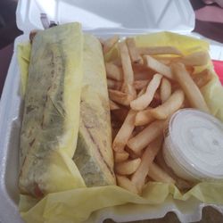 Atlantis Burgers - Gyro dinner and fries