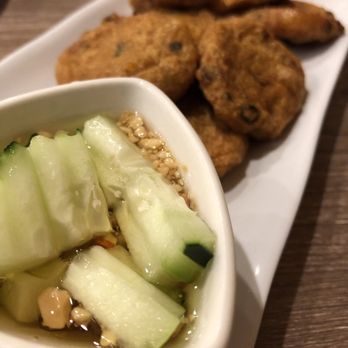 Thai Spoon Cafe - This cucumber + fish sauce comes with the Fish Cakes and it is so good! - Thai Near Me - Redlands, California Thai Spoon Cafe - This cucumber + fish sauce comes with the Fish Cakes and it is so good! - Thai Near Me - Redlands, California