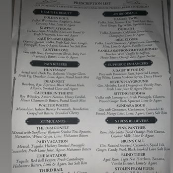 Apotheke - Bar menu - Cocktail Bars Near Me - New York, New York