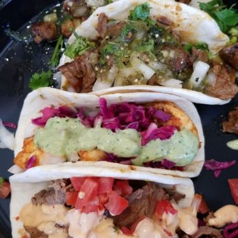 Brick and Flour - Ordered four tacos, two muddle ones are mine, shrimp and al pastor. - Mexican Near Me - Glendale, California Brick and Flour - Ordered four tacos, two muddle ones are mine, shrimp and al pastor. - Mexican Near Me - Glendale, California